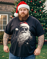 Kurzärmeliges T-Shirt mit Weihnachtsmann-Motiv für Herren in Übergröße